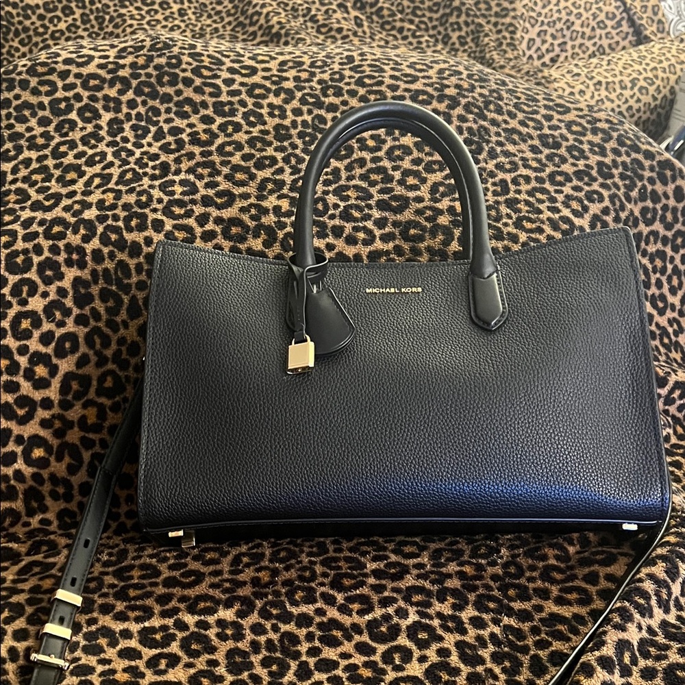 Michael Kors Black Pebbled Leather Satchel